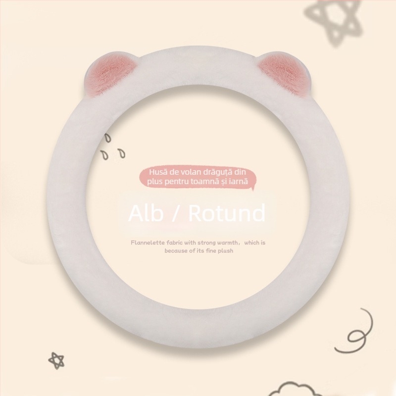 Husă de volan - stil minimalist, pluș artificial, utilizare de iarnă, potrivire universală cu majoritatea mașinilor