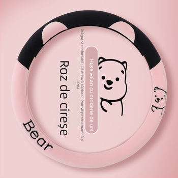 Husă volan auto — pluș artificial de iarnă, universală, acoperire completă a volanului