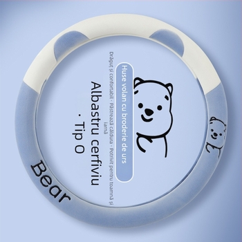 Husă volan auto — pluș artificial de iarnă, universală, acoperire completă a volanului