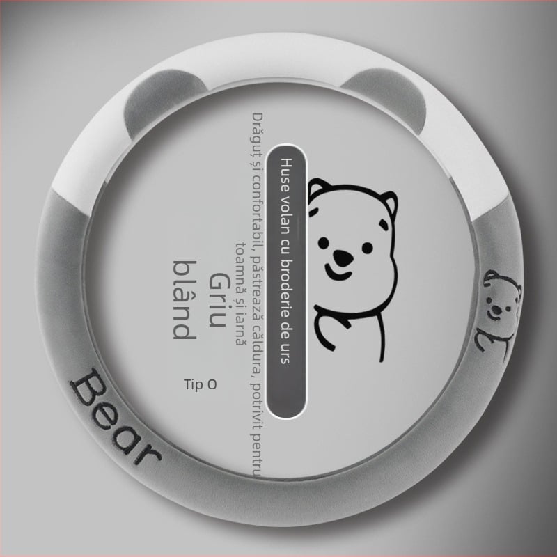 Husă volan auto — pluș artificial de iarnă, universală, acoperire completă a volanului