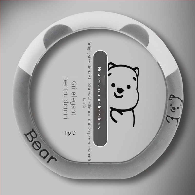 Husă volan auto — pluș artificial de iarnă, universală, acoperire completă a volanului