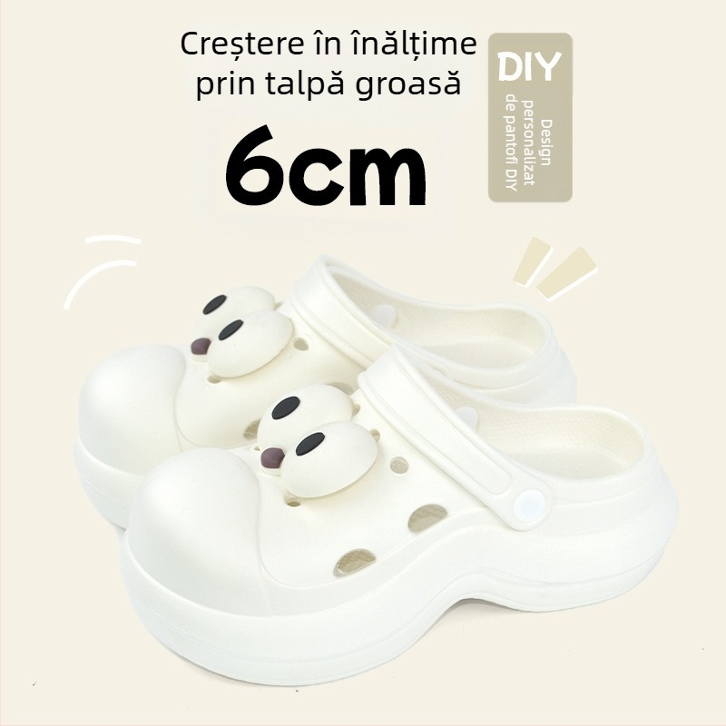 Qi Dashun Sandale Crocs din spumă EVA pentru femei, cu toc respirabil, pentru plajă și grădină, talpă 3,5 cm+