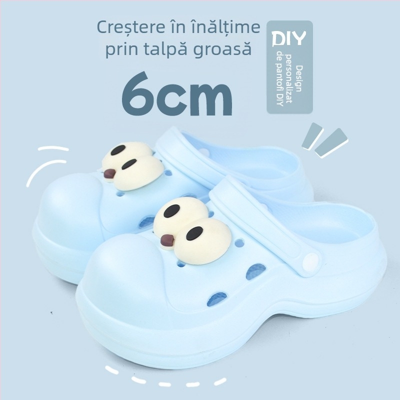 Qi Dashun Sandale Crocs din spumă EVA pentru femei, cu toc respirabil, pentru plajă și grădină, talpă 3,5 cm+