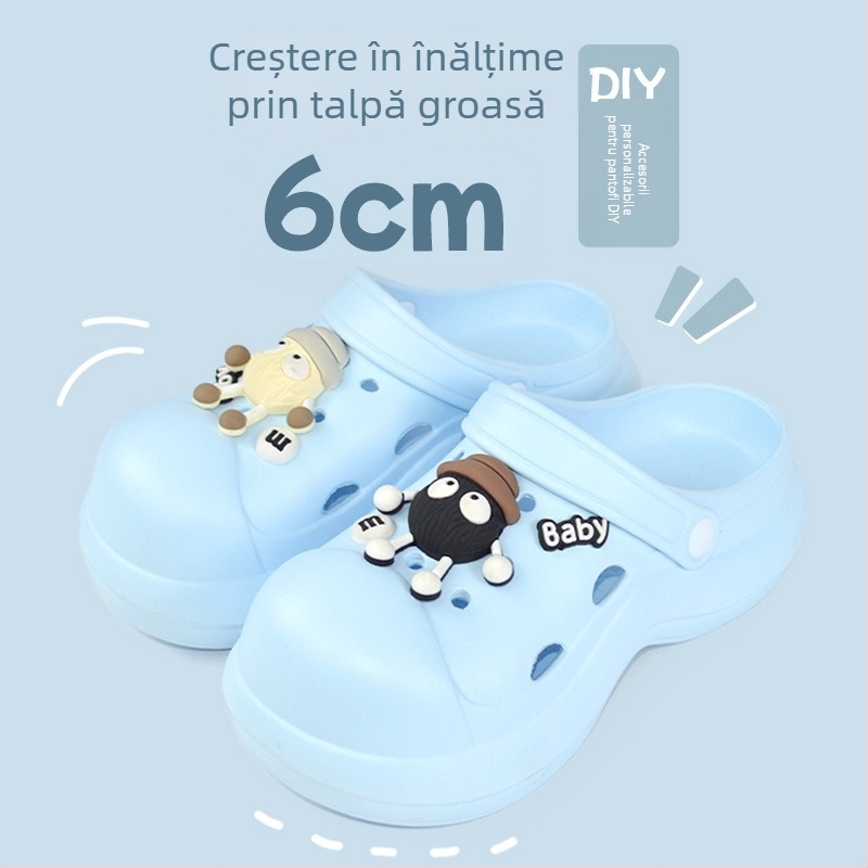 Qi Dashun Sandale Crocs din spumă EVA pentru femei, cu toc respirabil, pentru plajă și grădină, talpă 3,5 cm+