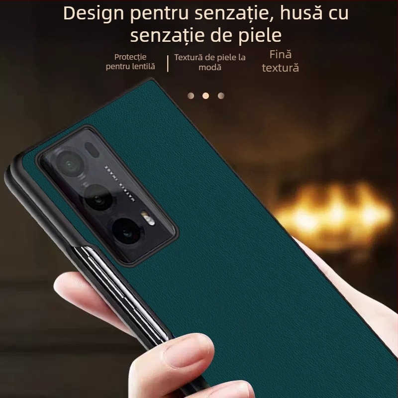 Carcasă de protecție pentru Honor MagicV2, acoperire completă, finisaj mat, material: piele simplă, anti-cădere, compatibilă cu ecranul pliabil, posibilitatea de personalizare
