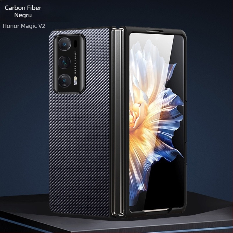Carcasă de protecție pentru Honor MagicV2, acoperire completă, finisaj mat, material: piele simplă, anti-cădere, compatibilă cu ecranul pliabil, posibilitatea de personalizare
