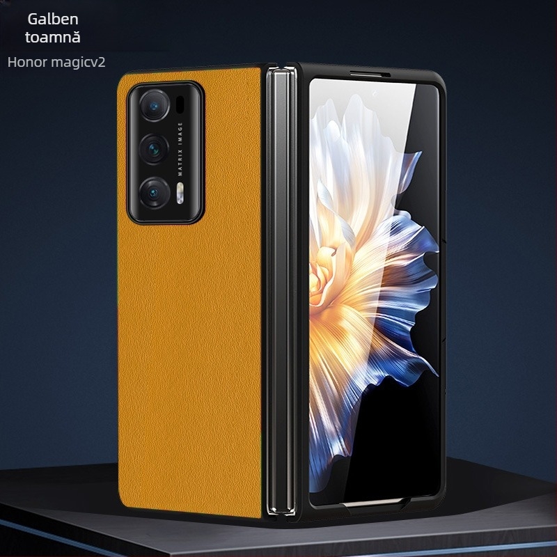 Carcasă de protecție pentru Honor MagicV2, acoperire completă, finisaj mat, material: piele simplă, anti-cădere, compatibilă cu ecranul pliabil, posibilitatea de personalizare