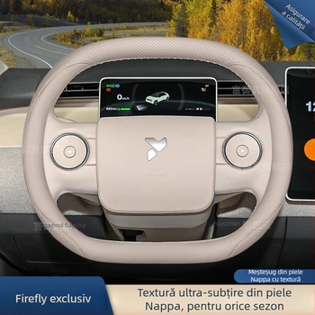 Acoperire volan Firefly din piele naturală, compatibilitate universală, brand Aicheying, personalizare disponibilă, montaj: acoperire dedicată vehiculului