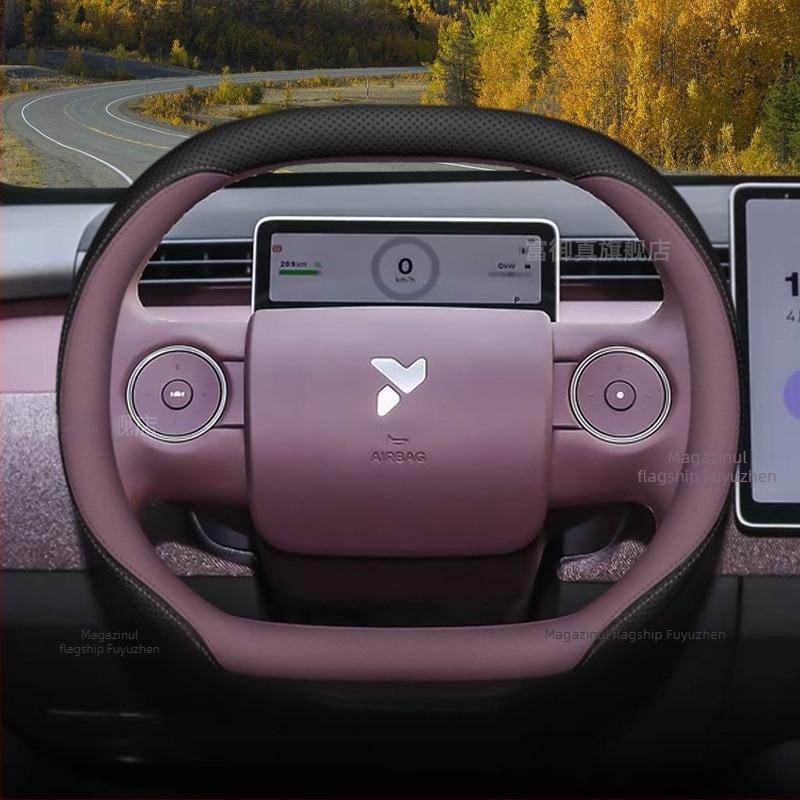 Acoperire volan Firefly din piele naturală, compatibilitate universală, brand Aicheying, personalizare disponibilă, montaj: acoperire dedicată vehiculului