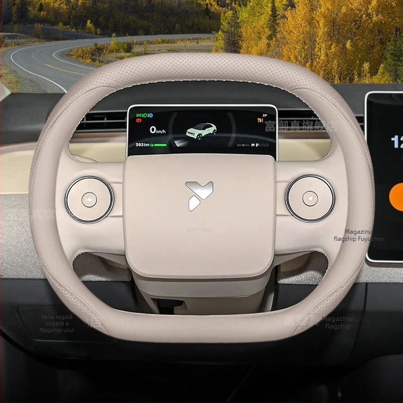 Acoperire volan Firefly din piele naturală, compatibilitate universală, brand Aicheying, personalizare disponibilă, montaj: acoperire dedicată vehiculului