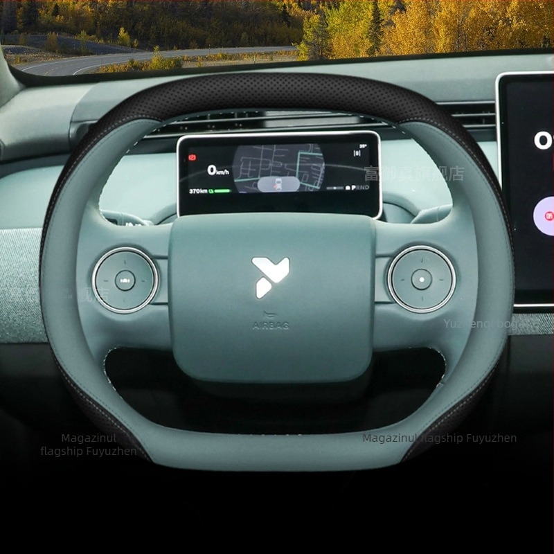 Acoperire volan Firefly din piele naturală, compatibilitate universală, brand Aicheying, personalizare disponibilă, montaj: acoperire dedicată vehiculului