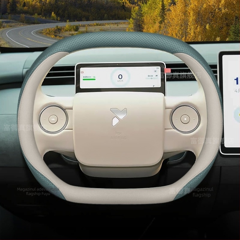 Acoperire volan Firefly din piele naturală, compatibilitate universală, brand Aicheying, personalizare disponibilă, montaj: acoperire dedicată vehiculului