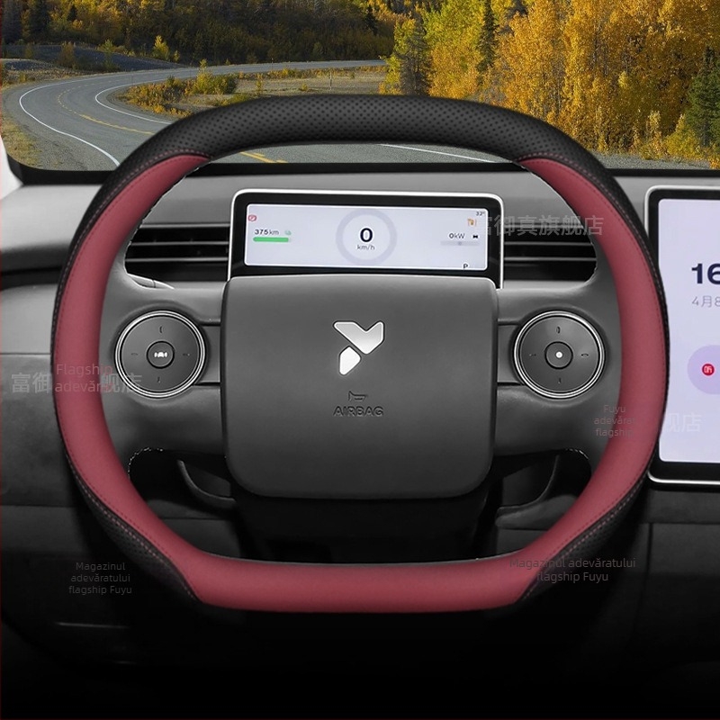 Acoperire volan Firefly din piele naturală, compatibilitate universală, brand Aicheying, personalizare disponibilă, montaj: acoperire dedicată vehiculului