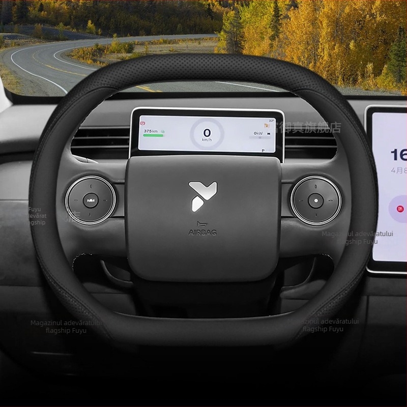 Acoperire volan Firefly din piele naturală, compatibilitate universală, brand Aicheying, personalizare disponibilă, montaj: acoperire dedicată vehiculului