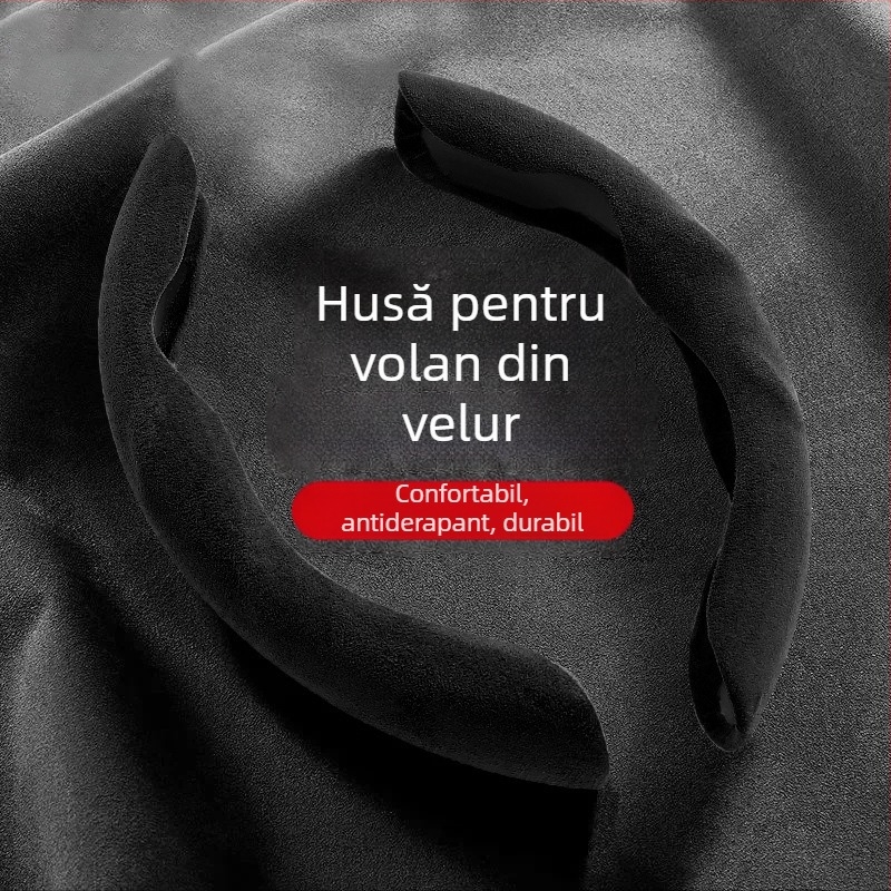 Capac volan auto – ultra-subțire, anti-derapare, piele artificială cu aspect de suede, rezistent la uzură, toate sezoanele, stil sport, potrivire universală