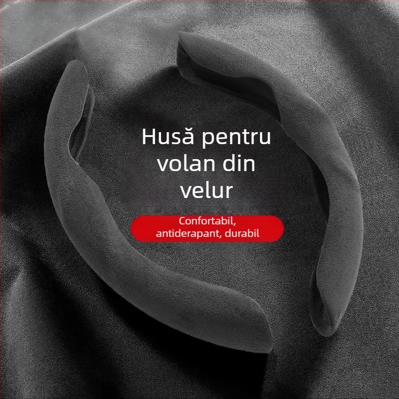 Capac volan auto – ultra-subțire, anti-derapare, piele artificială cu aspect de suede, rezistent la uzură, toate sezoanele, stil sport, potrivire universală
