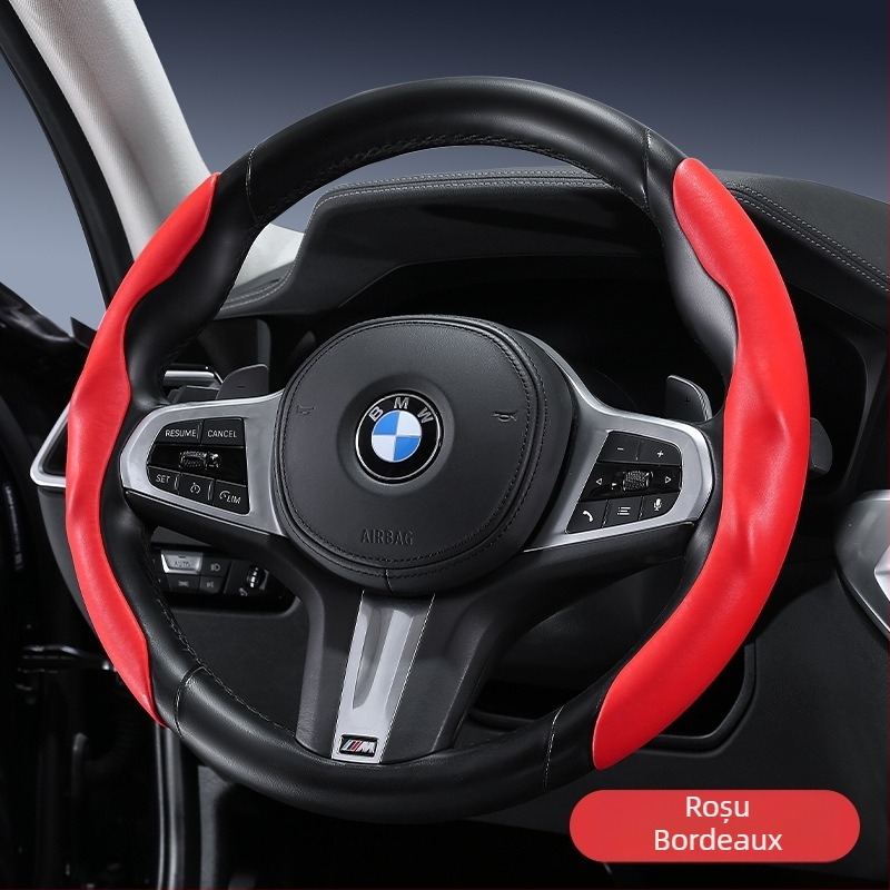 Capac volan auto – ultra-subțire, anti-derapare, piele artificială cu aspect de suede, rezistent la uzură, toate sezoanele, stil sport, potrivire universală