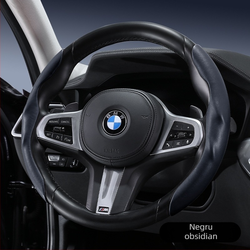 Capac volan auto – ultra-subțire, anti-derapare, piele artificială cu aspect de suede, rezistent la uzură, toate sezoanele, stil sport, potrivire universală