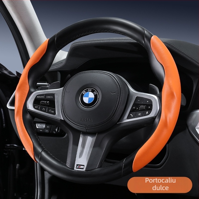 Capac volan auto – ultra-subțire, anti-derapare, piele artificială cu aspect de suede, rezistent la uzură, toate sezoanele, stil sport, potrivire universală