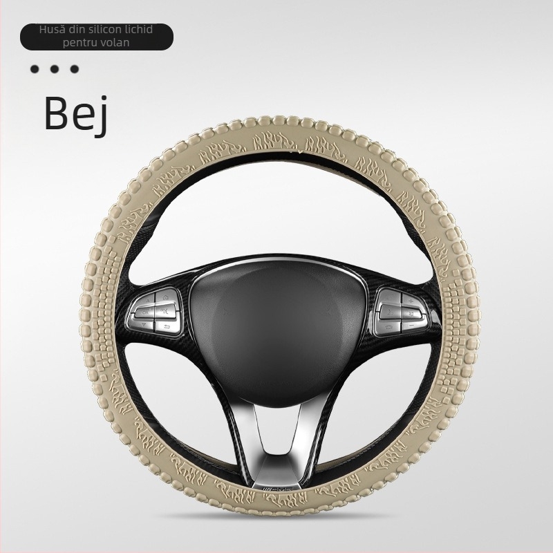 Capac volan auto – silicon, absorbant de transpirație, antiderapant, universal pentru toate anotimpurile, potrivire generală