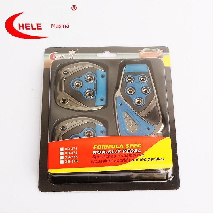 Kit pedale interior auto - potrivire universală, antiderapant, instalare fără găuri, pedale accelerație, ambreiaj și frână | Model XB-375; Material: Plastic; Transmisie: MT; Personalizare disponibilă; Etichetă privată disponibilă