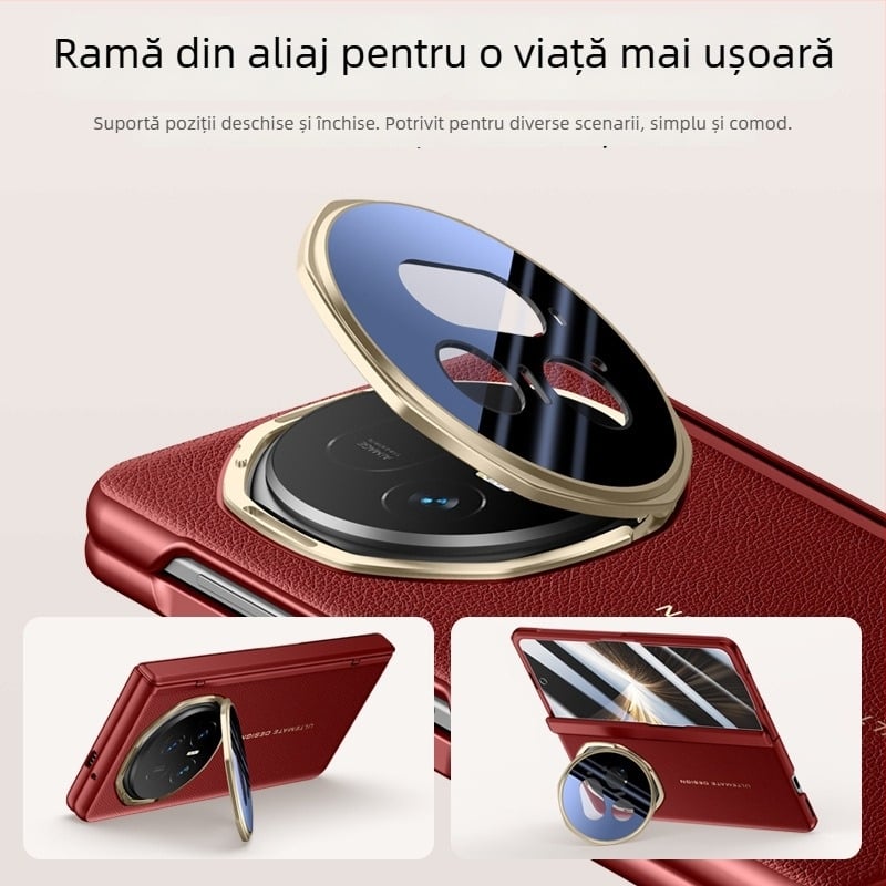 Husa flip pentru HONOR Magic V5, din piele artificială, gravură în relief, stil Ins, anti-cadere