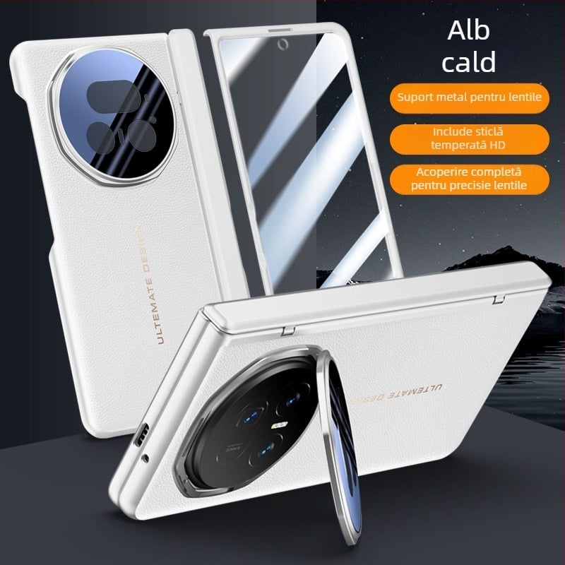 Husa flip pentru HONOR Magic V5, din piele artificială, gravură în relief, stil Ins, anti-cadere