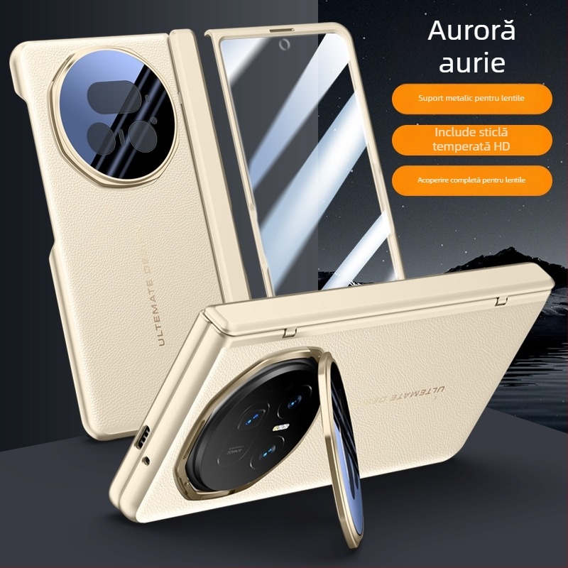 Husa flip pentru HONOR Magic V5, din piele artificială, gravură în relief, stil Ins, anti-cadere