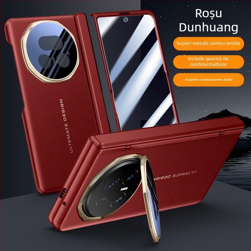 Husa flip pentru HONOR Magic V5, din piele artificială, gravură în relief, stil Ins, anti-cadere