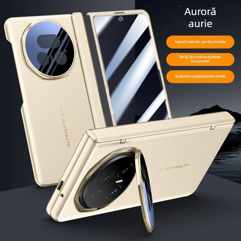 Husa flip pentru HONOR Magic V5, din piele artificială, gravură în relief, stil Ins, anti-cadere