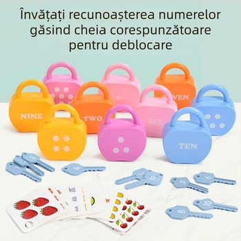 Lacăt Kongming – Jucărie educativă pentru învățarea timpurie: numere și litere, plastic, 13×3.5×21 cm, logo OEM, 0–3 ani