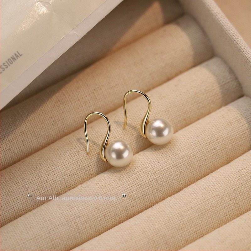 Cercei cu perle din argint sterling, 99% puritate, design simplu, pentru femei, primăvara 2025