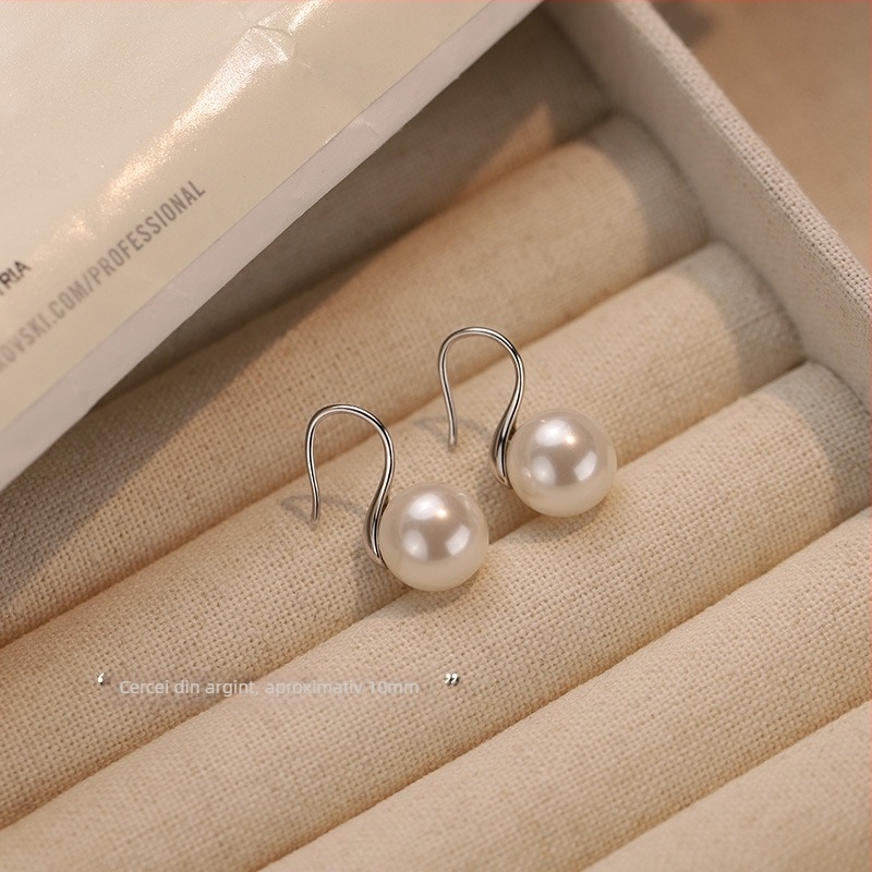 Cercei cu perle din argint sterling, 99% puritate, design simplu, pentru femei, primăvara 2025