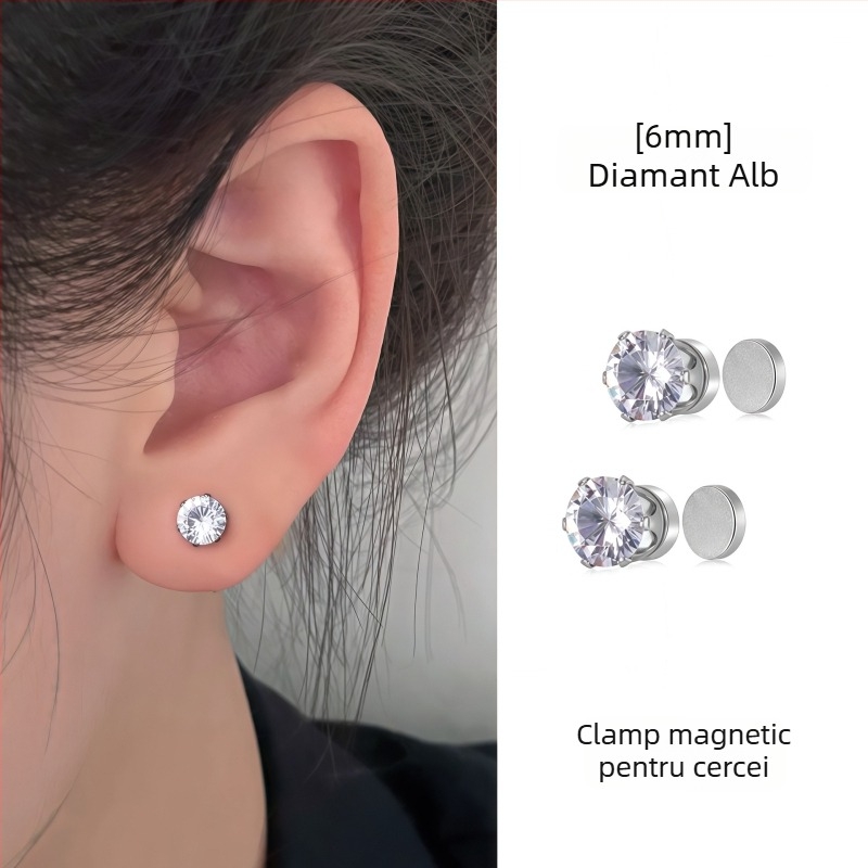 Ximang Bijuterii Cercei clip magnetic pentru urechi – oțel de titan, design geometric, finisaj lucios, stil feminin de înaltă clasă