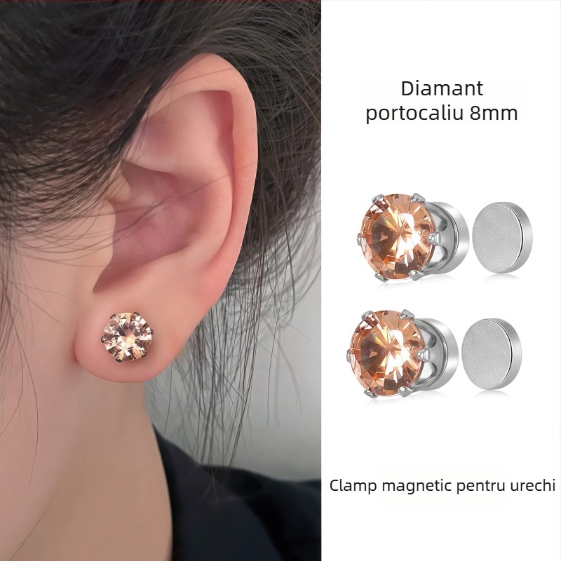 Ximang Bijuterii Cercei clip magnetic pentru urechi – oțel de titan, design geometric, finisaj lucios, stil feminin de înaltă clasă