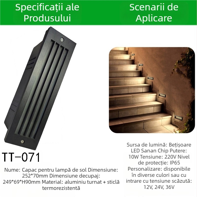 Lampa LED de colț cu senzor pentru trepte exterioare, iluminare încastrată pentru trepte, carcasă lampă de picior – TT-061, Tiantai Lighting, Material: aluminiu turnat, Grosime: 2 mm