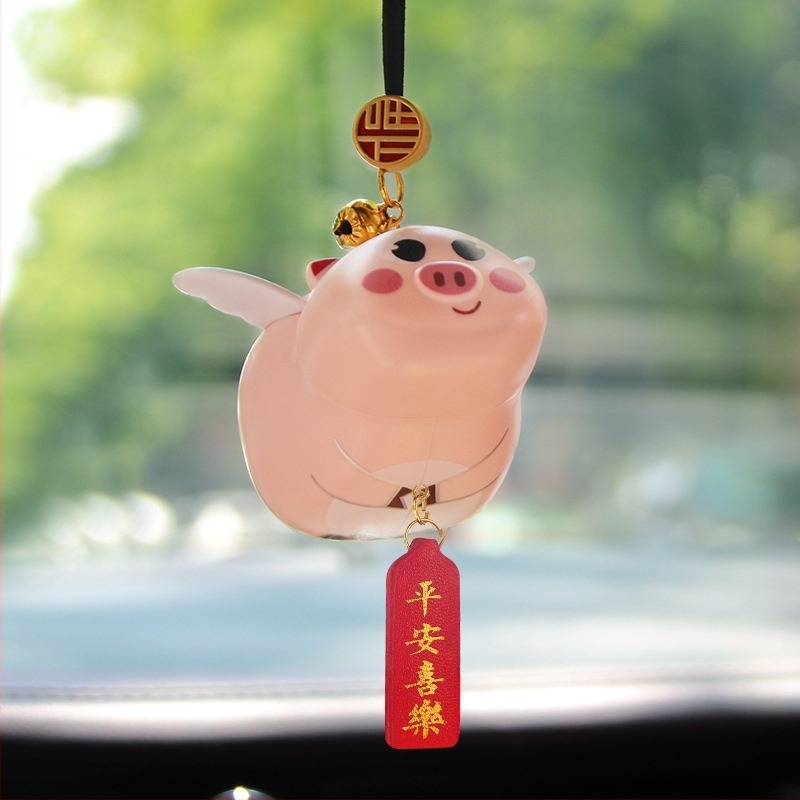 Ornament pentru oglinda retrovizoare a mașinii, tigru desen animat, material plastic, decor interior