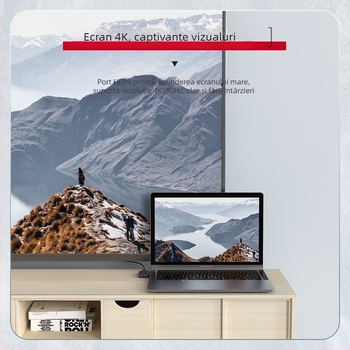 Stație docking USB-C 3-in-1, carcasă transparentă, hub cu 3 porturi, USB 3.0, 5Gbps, alimentare prin bus