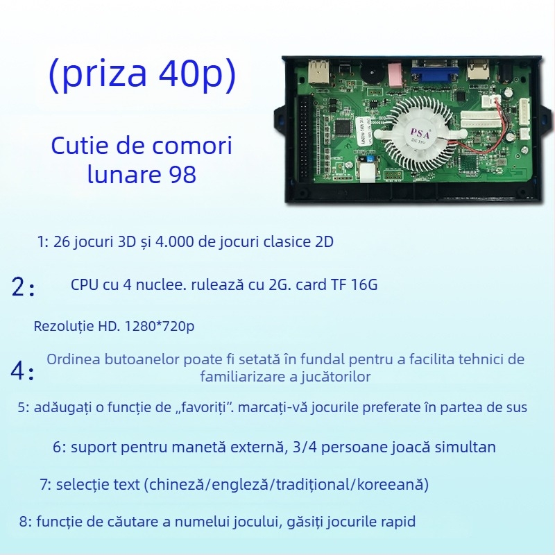 Placă de arcade pentru jocuri 3D Pandora EX – Android, 128 GB memorie, interfețe HDMI/VGA/USB, versiunea Paperback a jocului, stil nostalgic al vântului