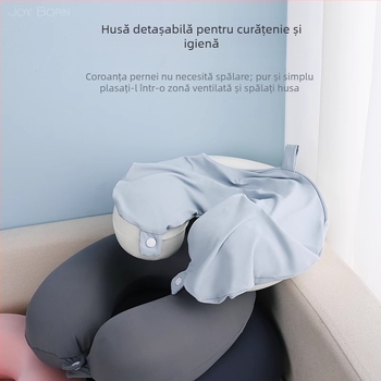 Perna pentru gât în formă de U cu spumă memory pentru călătorii, husă Ice Silk — design modern minimalist