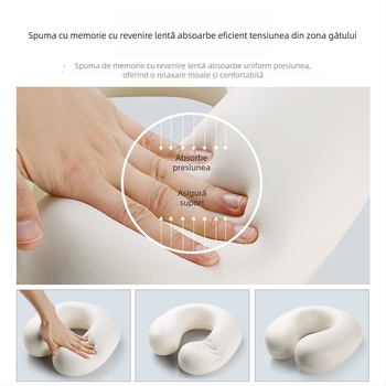 Perna pentru gât în formă de U cu spumă memory pentru călătorii, husă Ice Silk — design modern minimalist