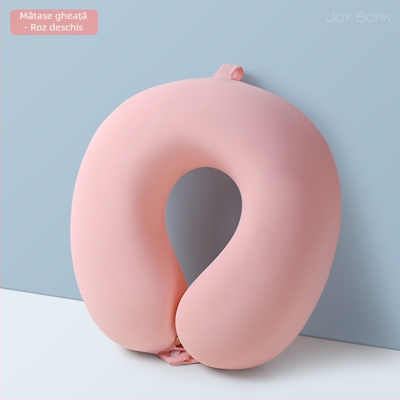 Perna pentru gât în formă de U cu spumă memory pentru călătorii, husă Ice Silk — design modern minimalist