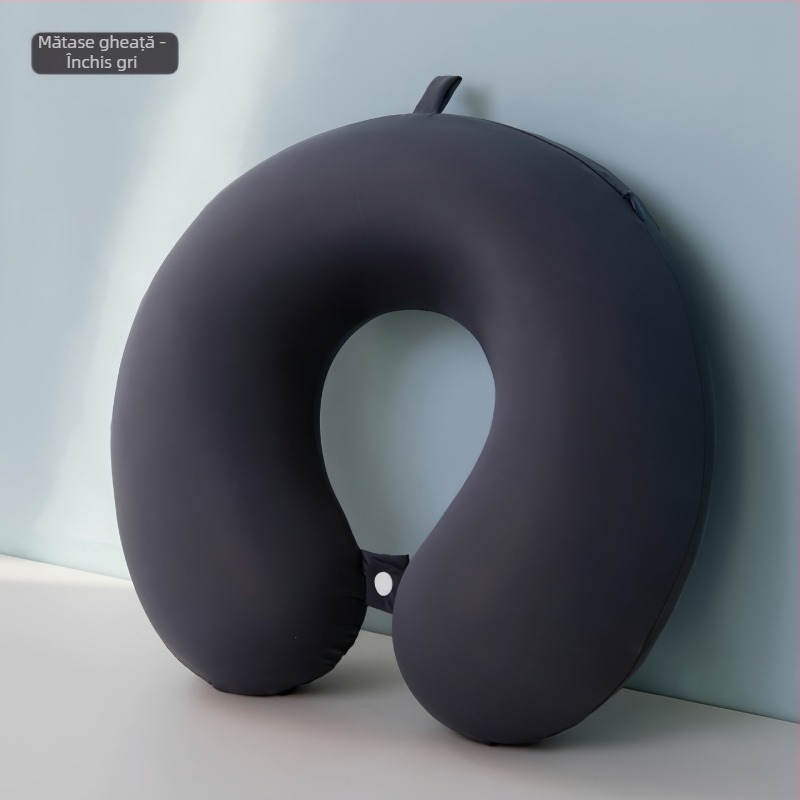 Perna pentru gât în formă de U cu spumă memory pentru călătorii, husă Ice Silk — design modern minimalist