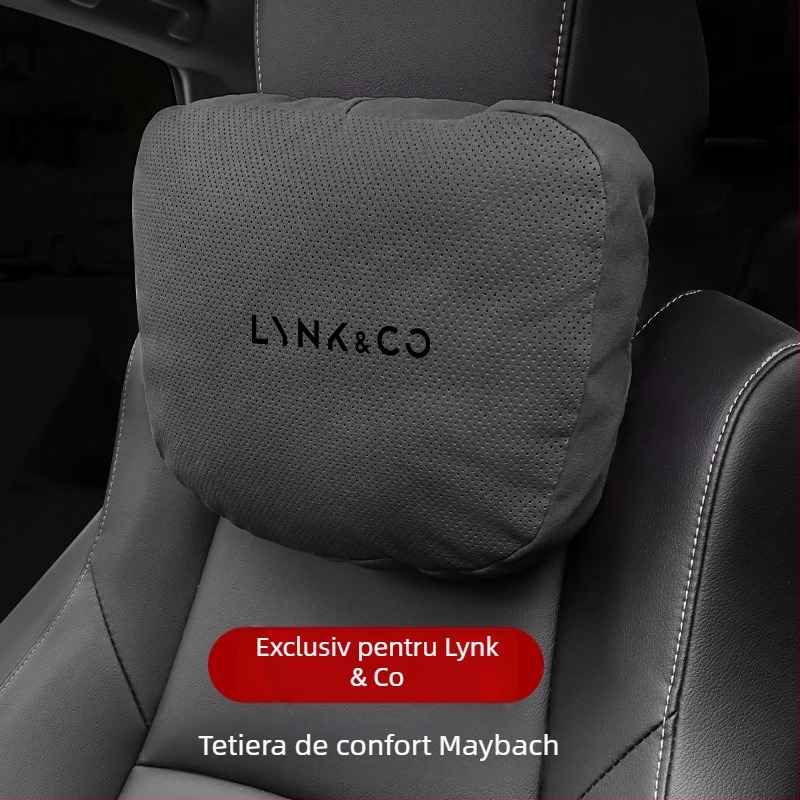 Perna pentru capul scaunului auto Lynk cu memory foam, exterior din suede, logo Lynk, pentru toate sezoanele, personalizabilă