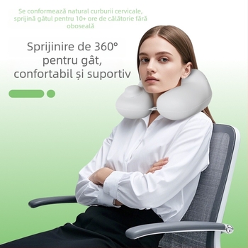 Perne de călătorie în formă de U, gonflabilă – pernă de gât portabilă, țesătură Ice Silk, umplutură PVC, pentru adulți