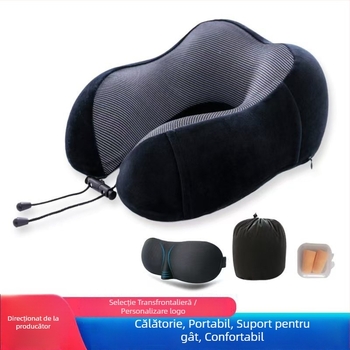 Perne de gât cu formă U din spumă cu memorie, pentru adulți, husă din spandex moale, greutate ≤0,5 kg, pentru birou și călătorii