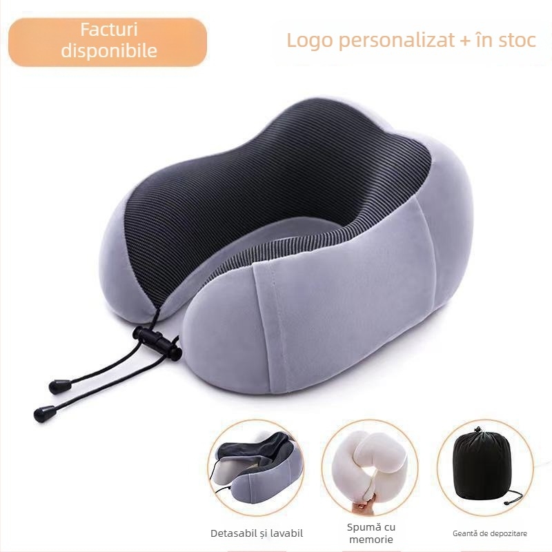 Perne de gât cu formă U din spumă cu memorie, pentru adulți, husă din spandex moale, greutate ≤0,5 kg, pentru birou și călătorii
