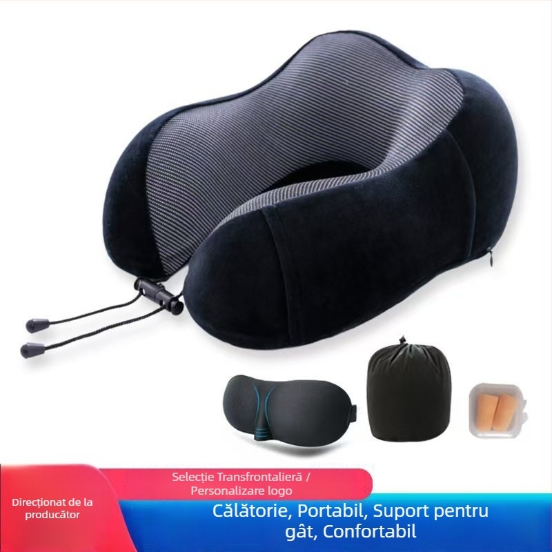 Perne de gât cu formă U din spumă cu memorie, pentru adulți, husă din spandex moale, greutate ≤0,5 kg, pentru birou și călătorii