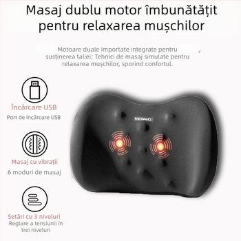 Perne de susținere lombară pentru mașină cu masaj electric, umplutură din spumă cu memorie, husă din bumbac 100%, potrivită pentru toate anotimpurile