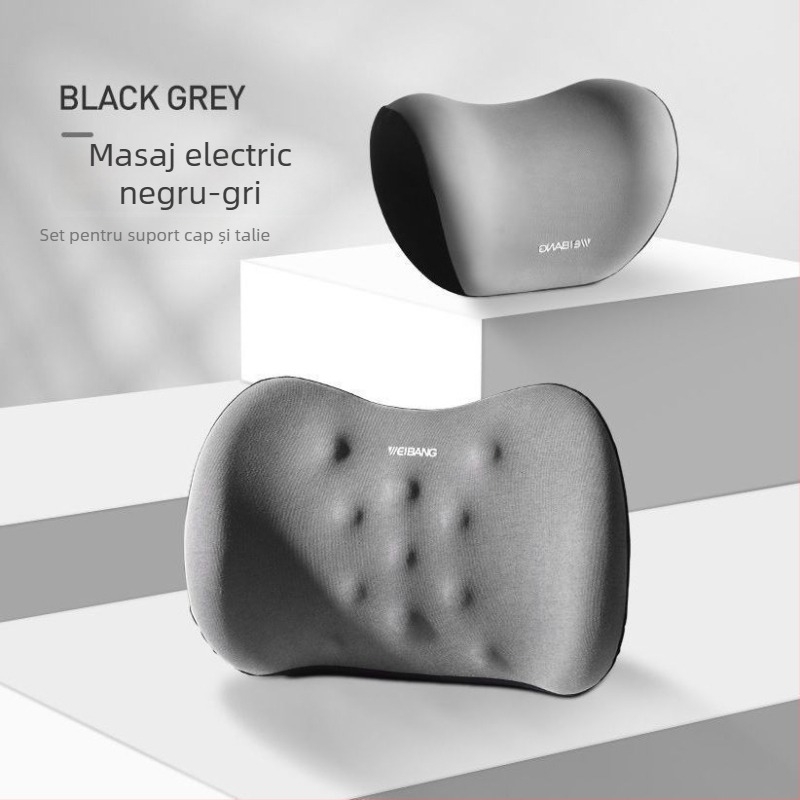 Perne de susținere lombară pentru mașină cu masaj electric, umplutură din spumă cu memorie, husă din bumbac 100%, potrivită pentru toate anotimpurile